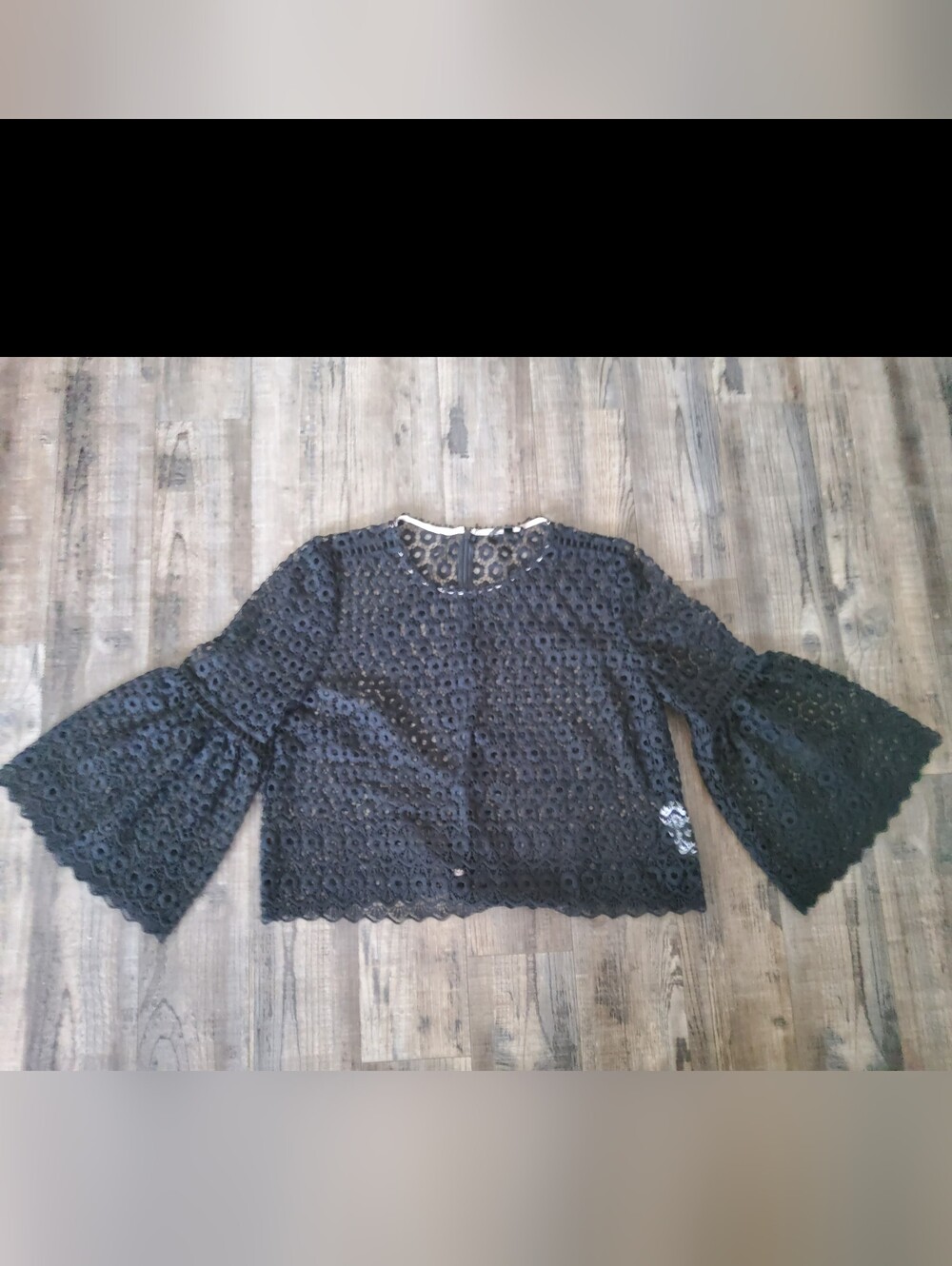 Beautiful Sheer Lace Bell Sleeve Blouse